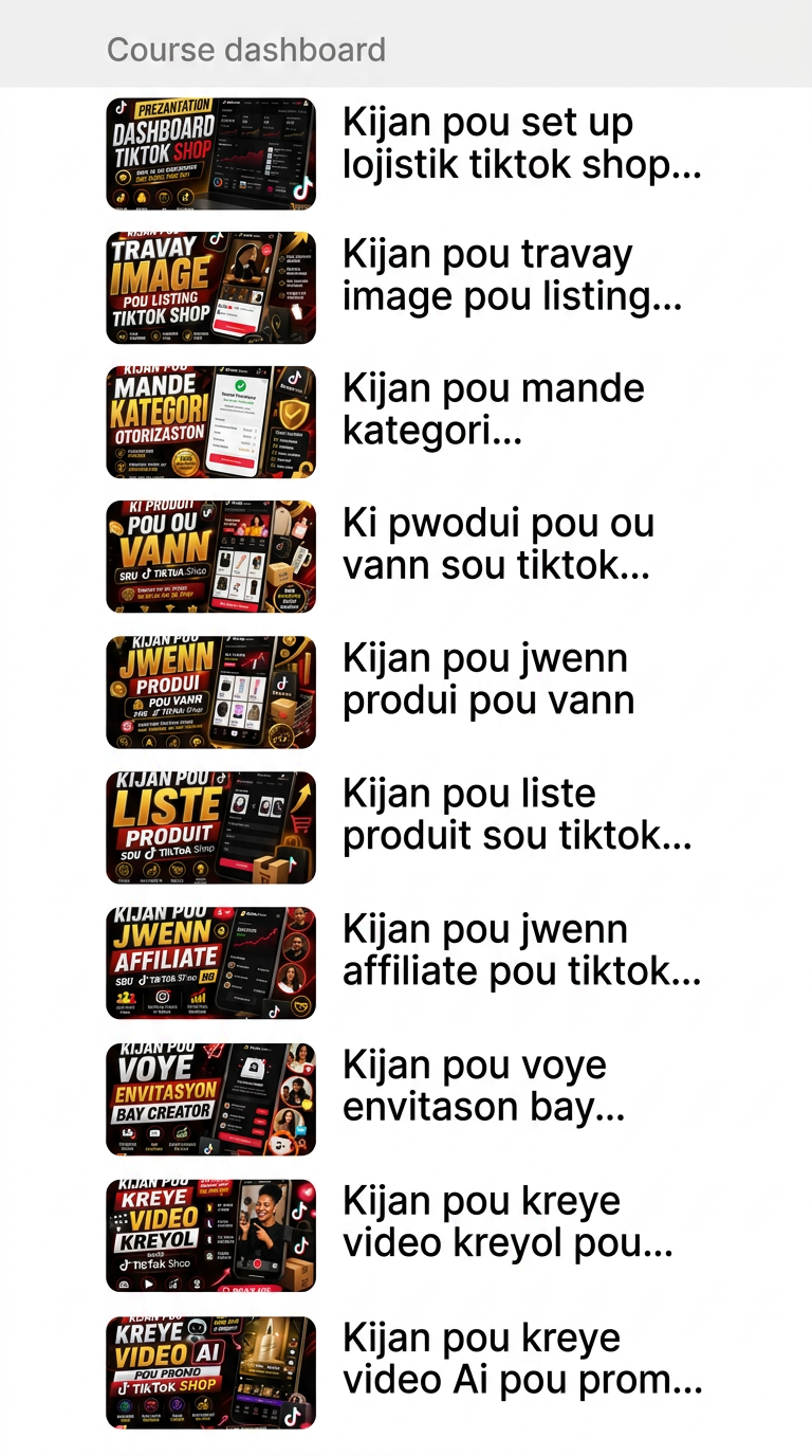 Apèsi leson yo anndan kou TikTok Shop Mastery